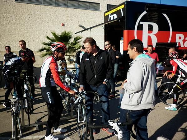 Johan Bruyneel was on hand before the riders took off.