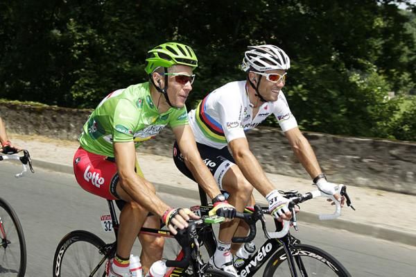 Philippe Gilbert (Omega Pharma-Lotto) and Thor Hushovd (Garmin-Cervelo)