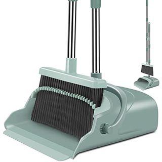 Kelamayi Upgrade Broom and Dustpan Set, Large Size and With Long Handle, Upright