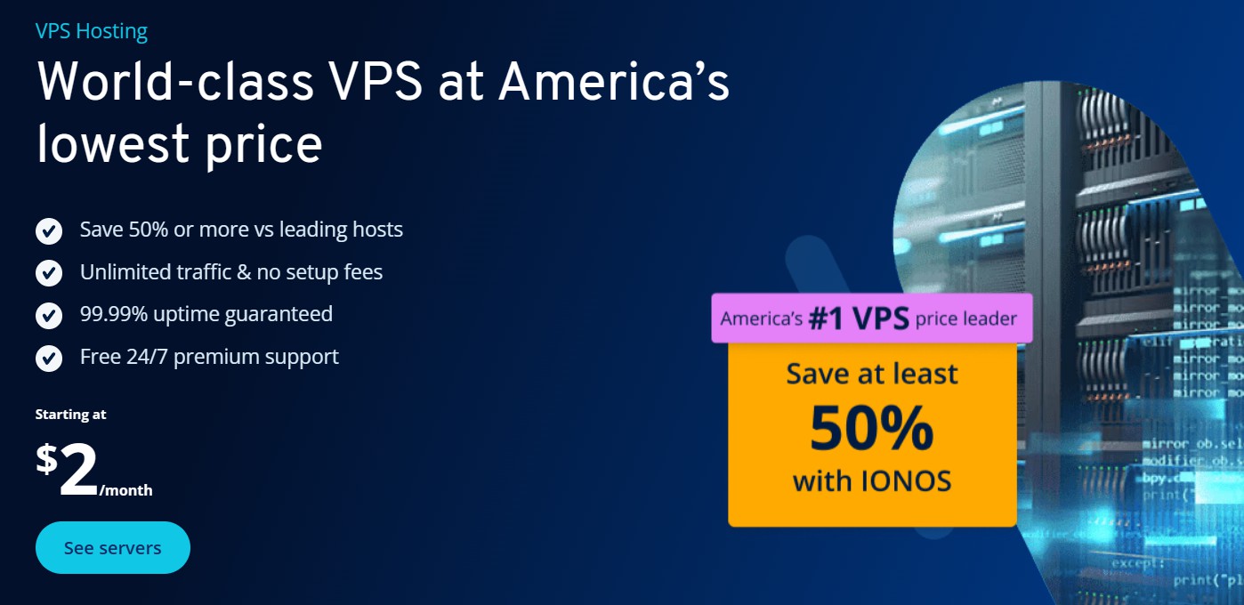 screenshot of IONOS VPS plans hero image