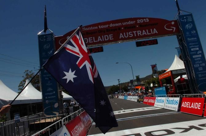 Plenty of supporters at the finish of Stage 2 in Rostrevor at Tour Down Under