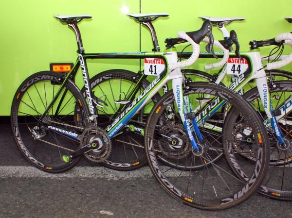 Liquigas team leader Ivan Basso rode Stage 3 on his usual Cannondale SuperSix Hi-Mod while most of the rest of the team opted for the softer-riding Synapse.