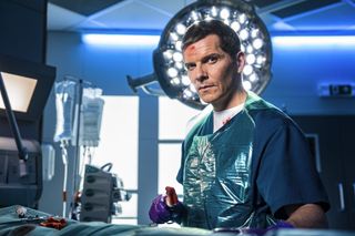 New Casualty doctor Max Cristie gets to work in Holby ED.