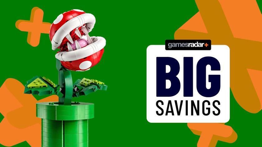 The LEGO Super Mario Piranha Plant Set against a green background.