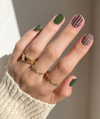 Photo of plaid and tweed nails