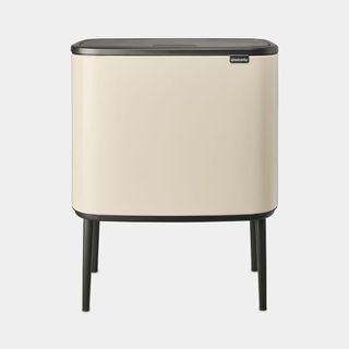 Brabantia Bo Touch kitchen bin in cream with black legs