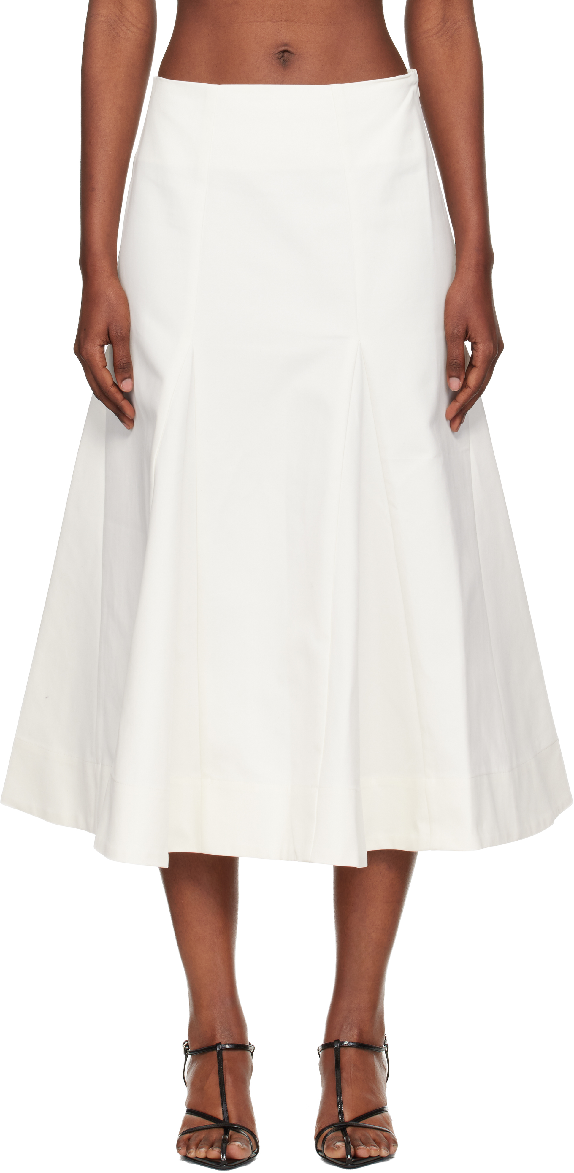 Off-White Sculptural Cotton Midi Skirt
