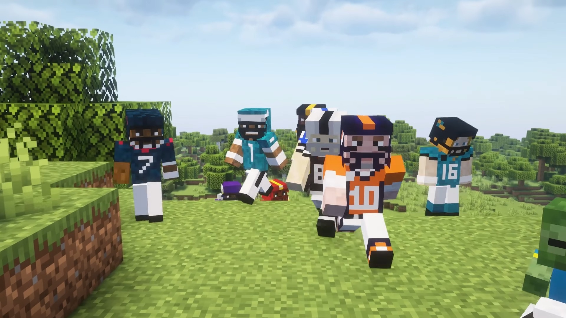 A screenshot of the Los Angeles Chargers&#039; 2025-26 season schedule video made in Minecraft.