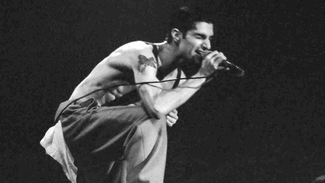 Jane&amp;rsquo;s Addiction&amp;rsquo;s Perry Farrell performing onstage at Lollapalooza in 1991