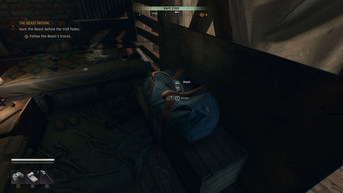An in-game stash in Dying Light: The Beast, instructing you to press the F Key to interact with it.