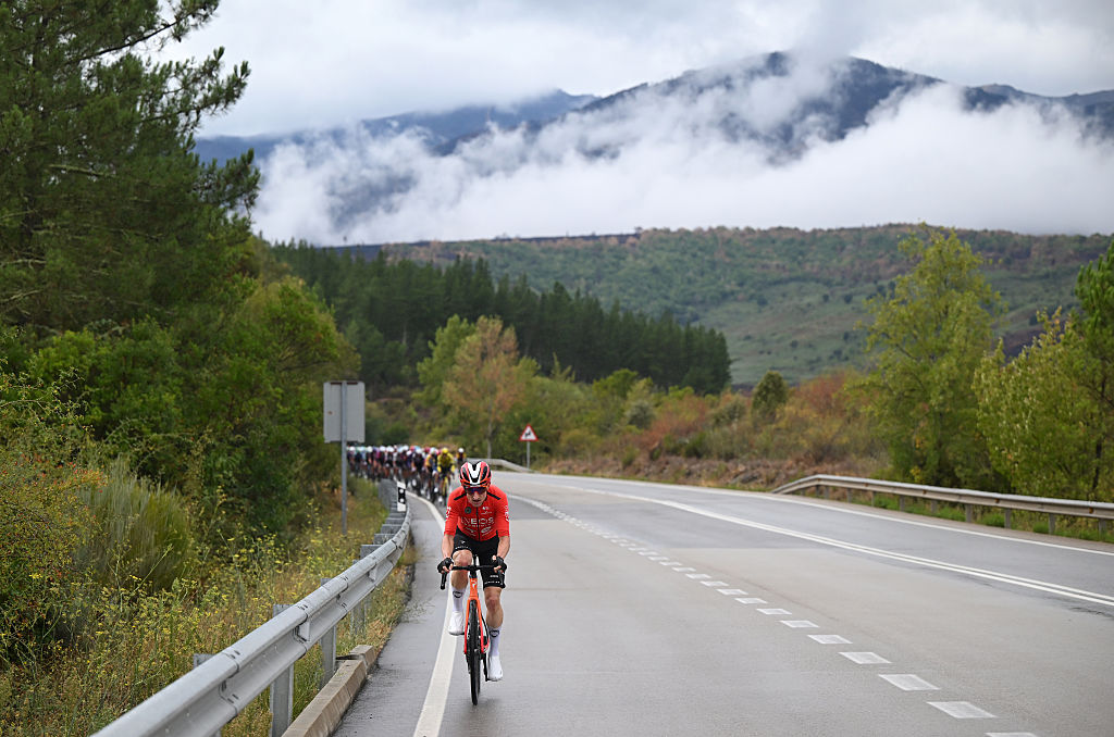 O BARCO DE VALDEORRAS, SPAIN - SEPTEMBER 10: Victor Langellotti of Monaco and Team INEOS Grenadiers competes during the La Vuelta - 80th Tour of Spain 2025, Stage 17 a 143.2km stage from O Barco de Valdeorras to Alto de El Morredero 1755m / #UCIWT / on September 10, 2025 in Alto de O Barco de Valdeorras, Spain. (Photo by Dario Belingheri/Getty Images)