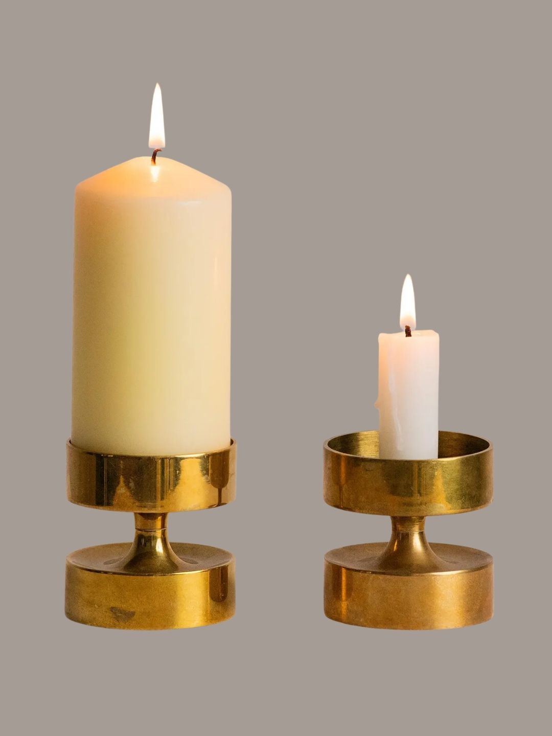 EcubedStudioUK, Mid Century Danish Brass Candleholder Pair