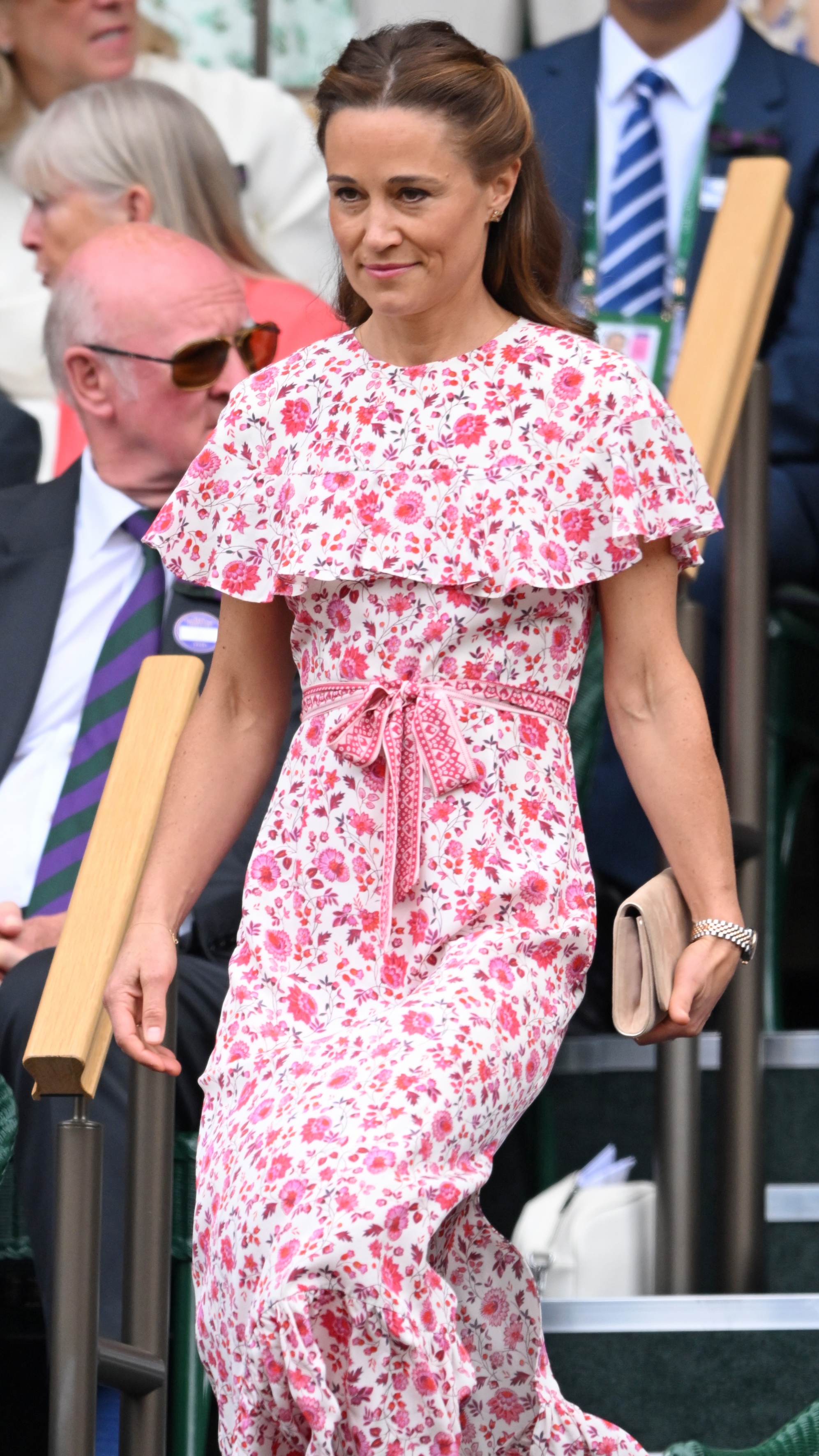 Pippa Middleton court-side of Centre Court during the men's final at Wimbledon on July 14, 2024