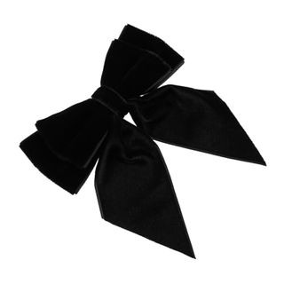 Watiifufu Elegant Large Bow Brooch Pin for Women Statement Necktie Collar Jewelry Accessory Classic Black Satin Bow Tie Brooch for Formal and Casual Outfits