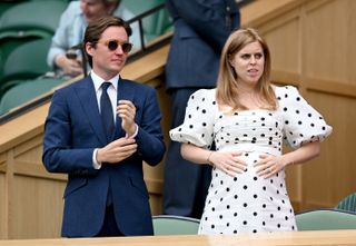Edo Mapelli Mozzi and Princess Beatrice, Mrs Edoardo Mapelli Mozzi attend Wimbledon Championships Tennis Tournament at All England Lawn Tennis and Croquet Club on July 08
