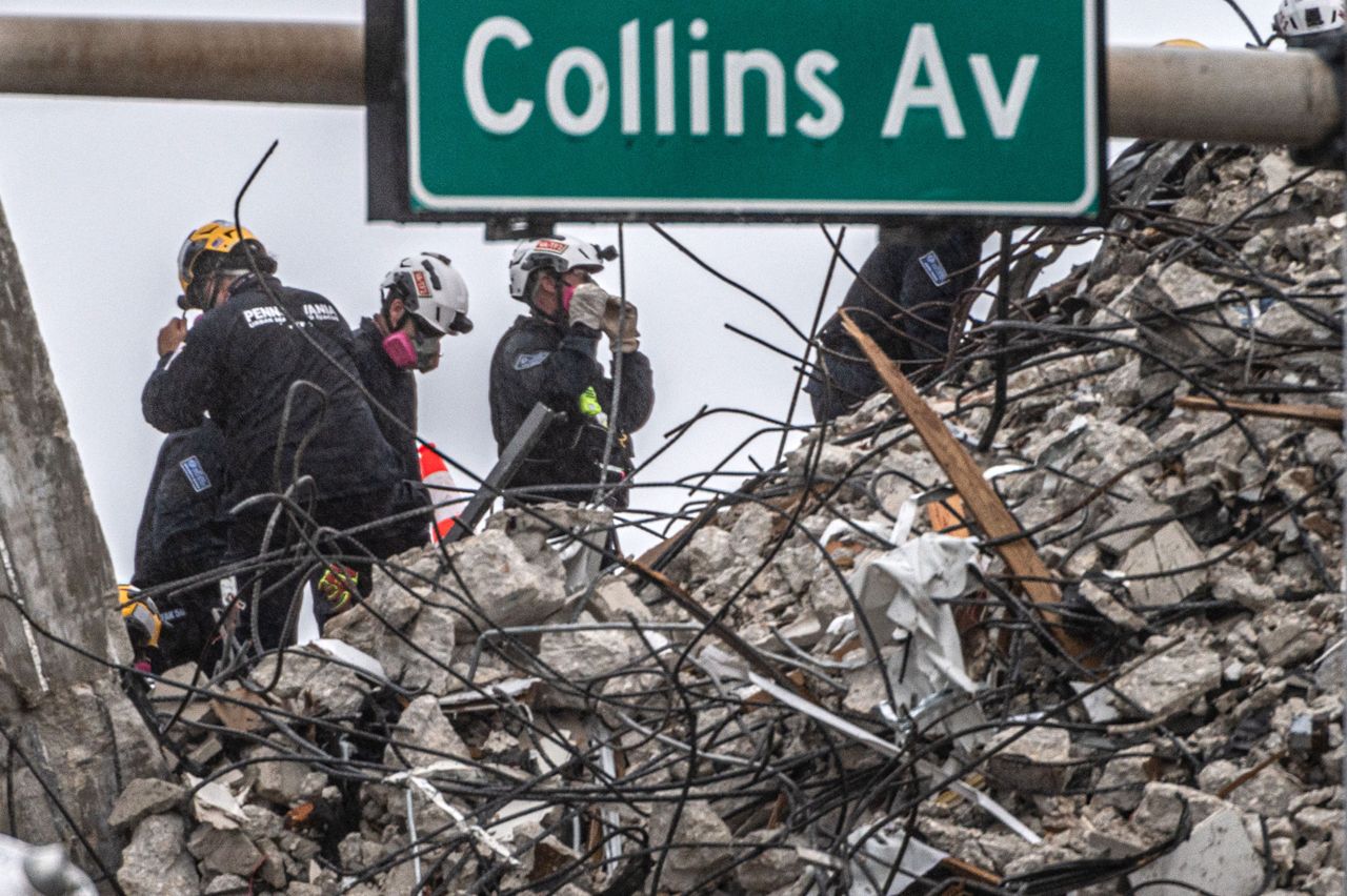 Collapsed condo debris