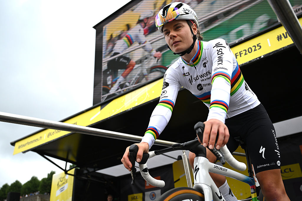Lotte Kopecky SD - Protime prior to the 4th Tour de France Femmes 2025, Stage 2 a 110.4km stage from Brest to Quimper / #UCIWWT / on July 27, 2025 in Brest, France. (Photo by Szymon Gruchalski/Getty Images)