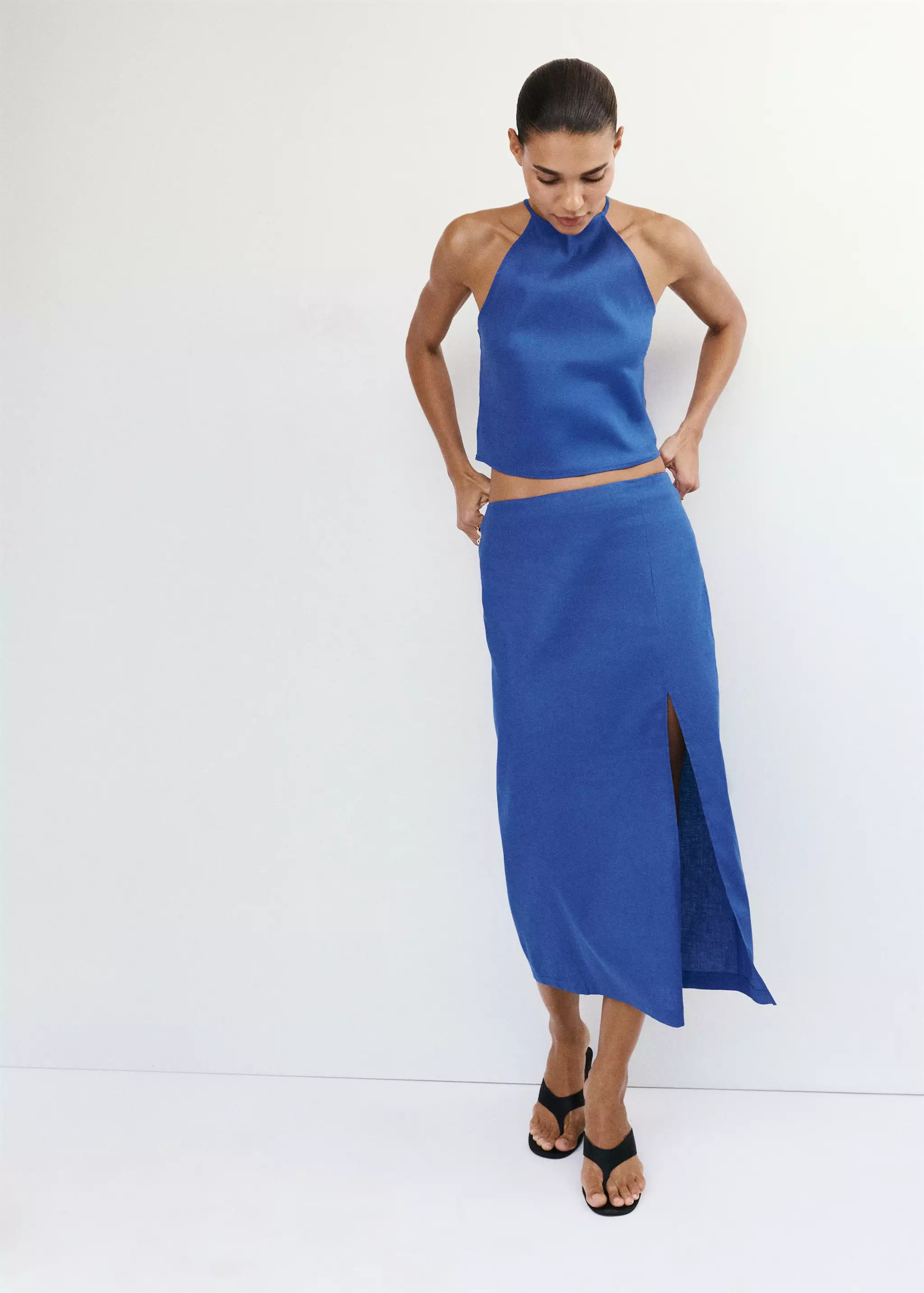 Linen-Cotton Halter Top - Women | Mango Usa