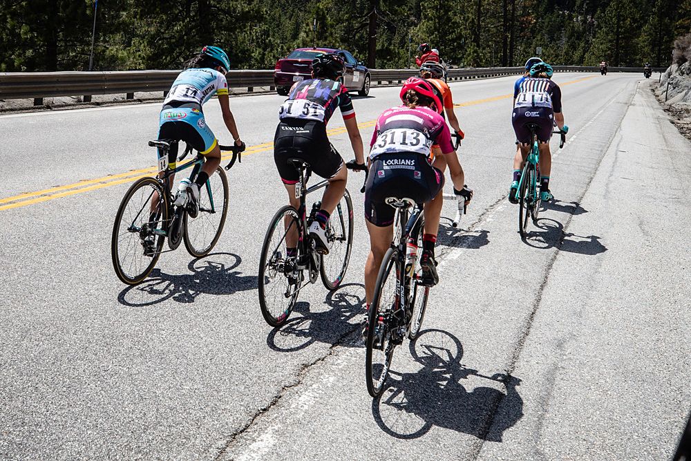 The leaders make their way up the QOM climb during stage 2 of the Amgen Tour of California Women's Race