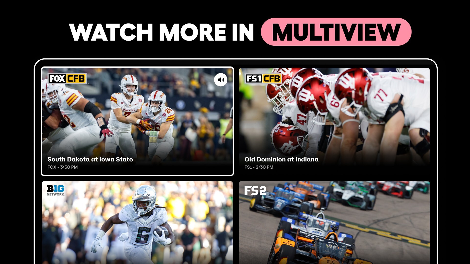 Multiview shot of sports on the Fox One app