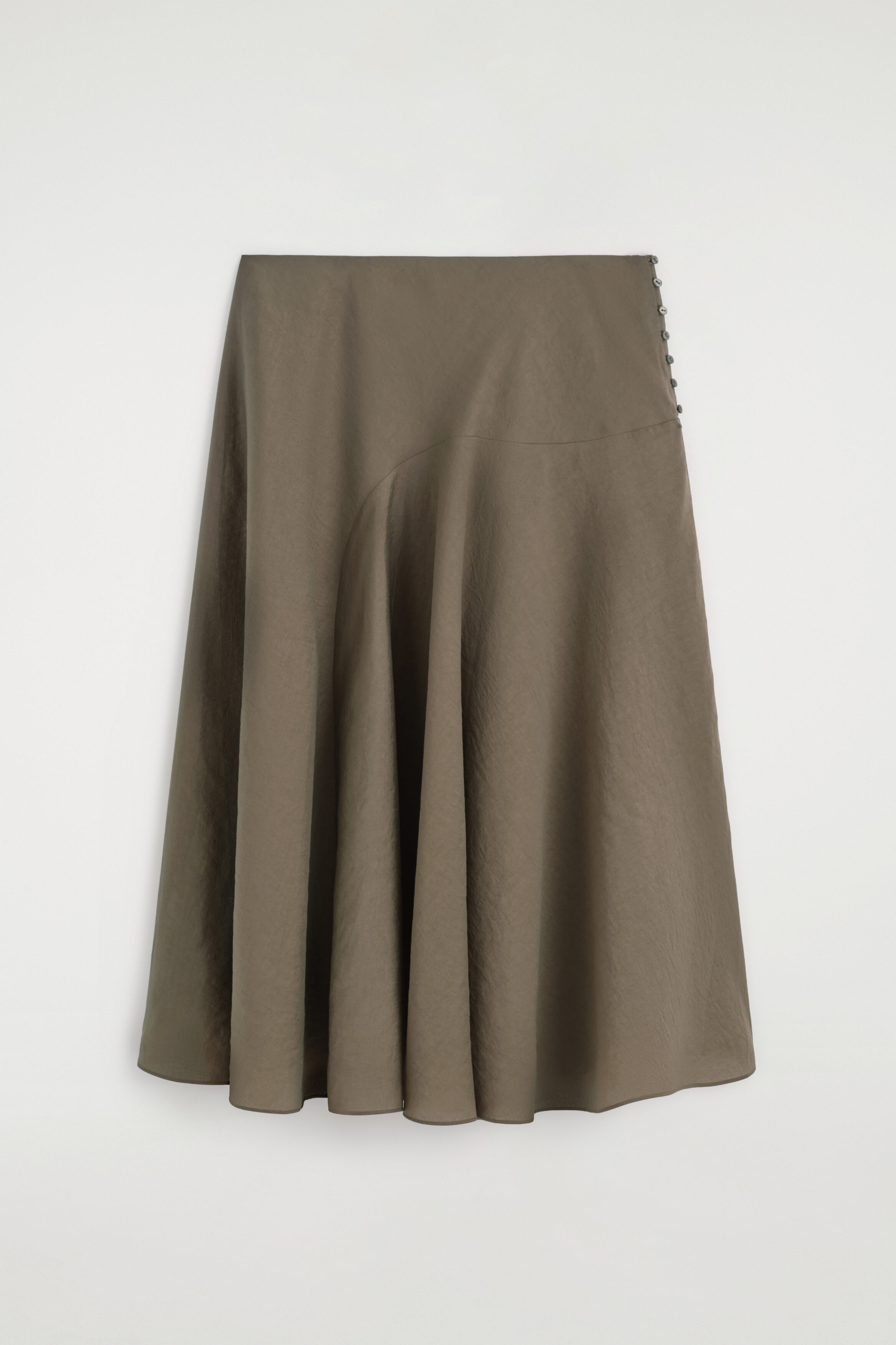 Button-Detail Fluid Midi Skirt