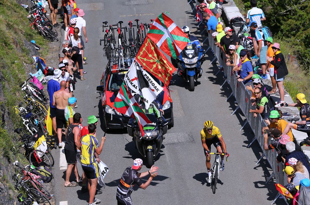 Greg Van Avermaet (BMC) is cheered on by the crowds
