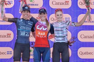 Elite women's podium at 2024 Tour de Gatineau, won by Letizia Pasternoster (centre)