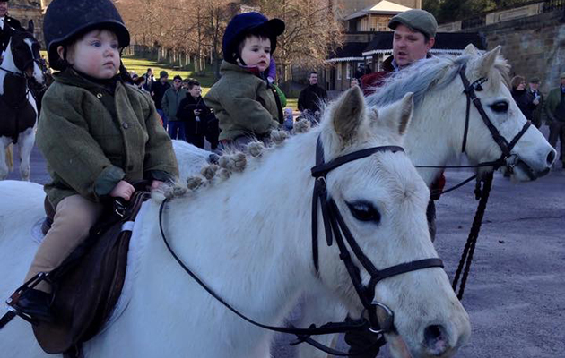 Hi, This is my daughter Holly and her best friend Seth on their ponies Star and Bart. Picture was taken when they had both just turned two at the Chatsworth House meet with the Barlow Hunt.