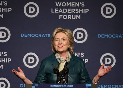 Hillary Clinton speaks at the DNC's 2015 Women's Leadership Forum.