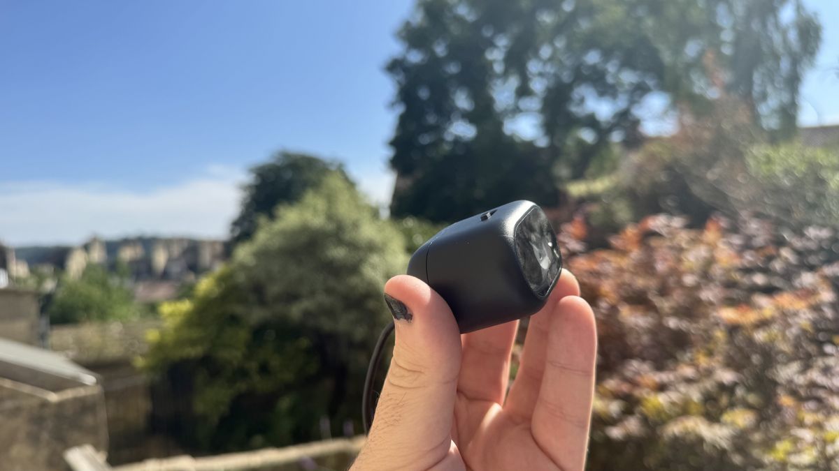 Dell Pro 5 webcam off its stand, from the right hand side, outside