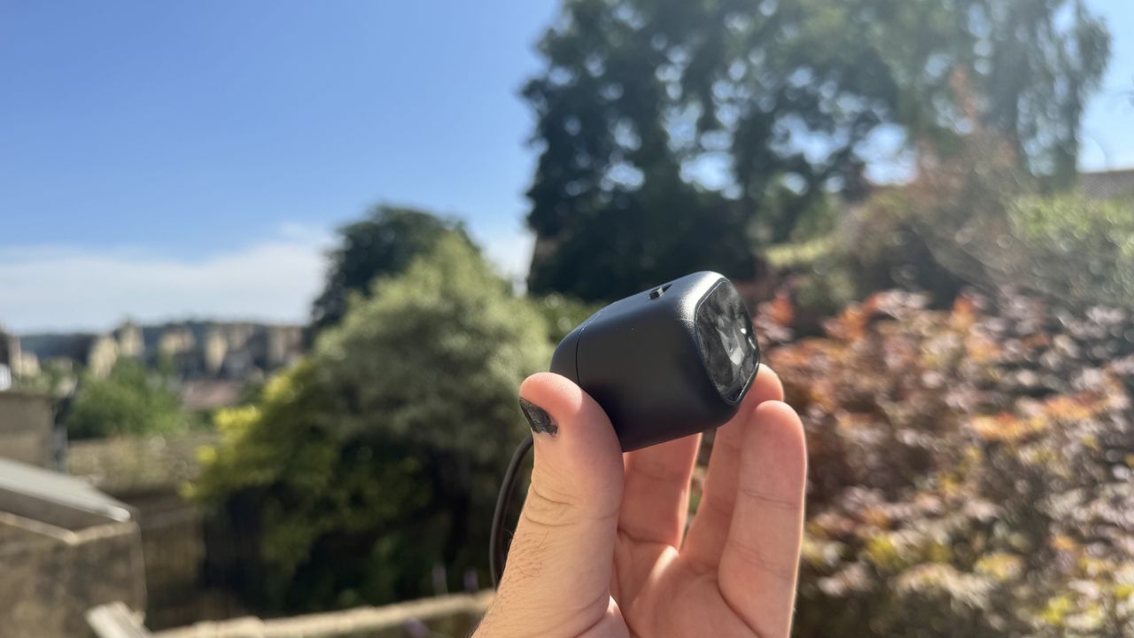 Dell Pro 5 webcam off its stand, from the right hand side, outside