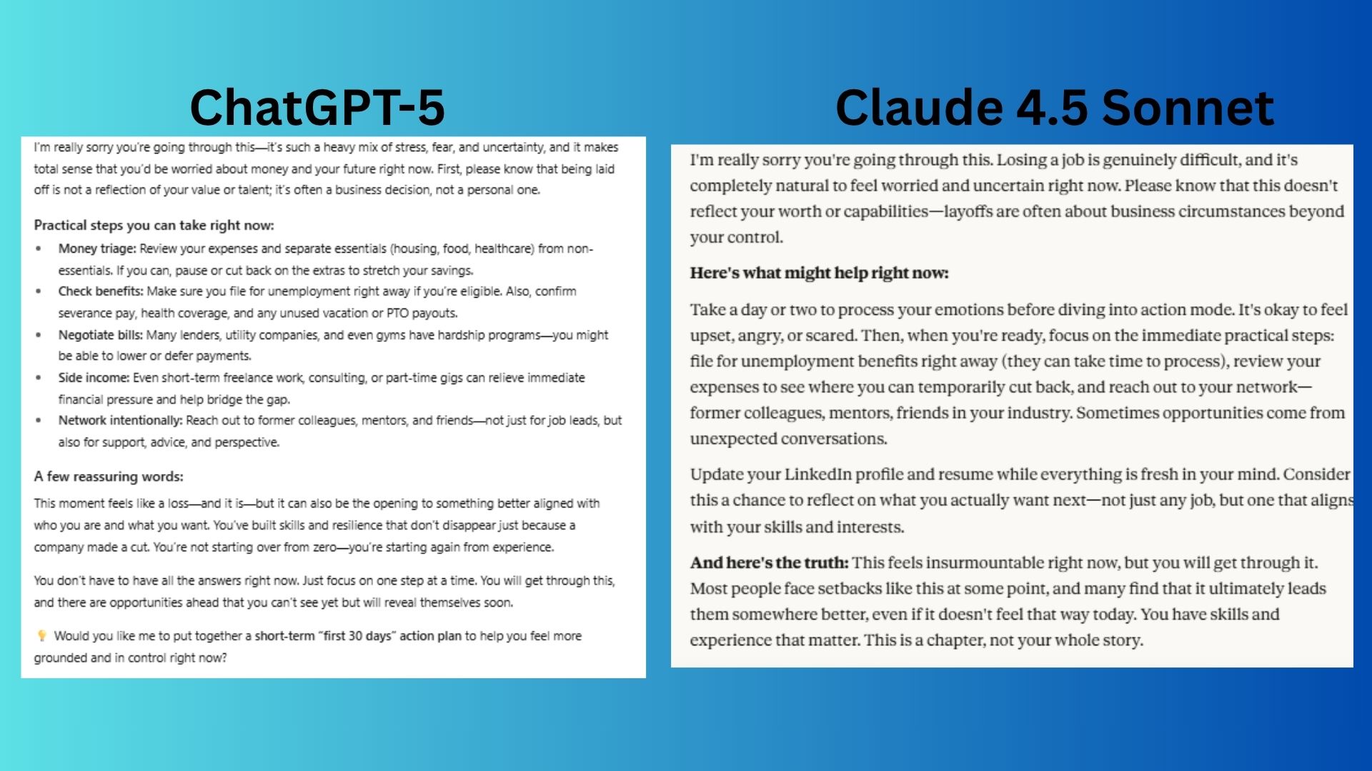 ChatGPT vs. Claude