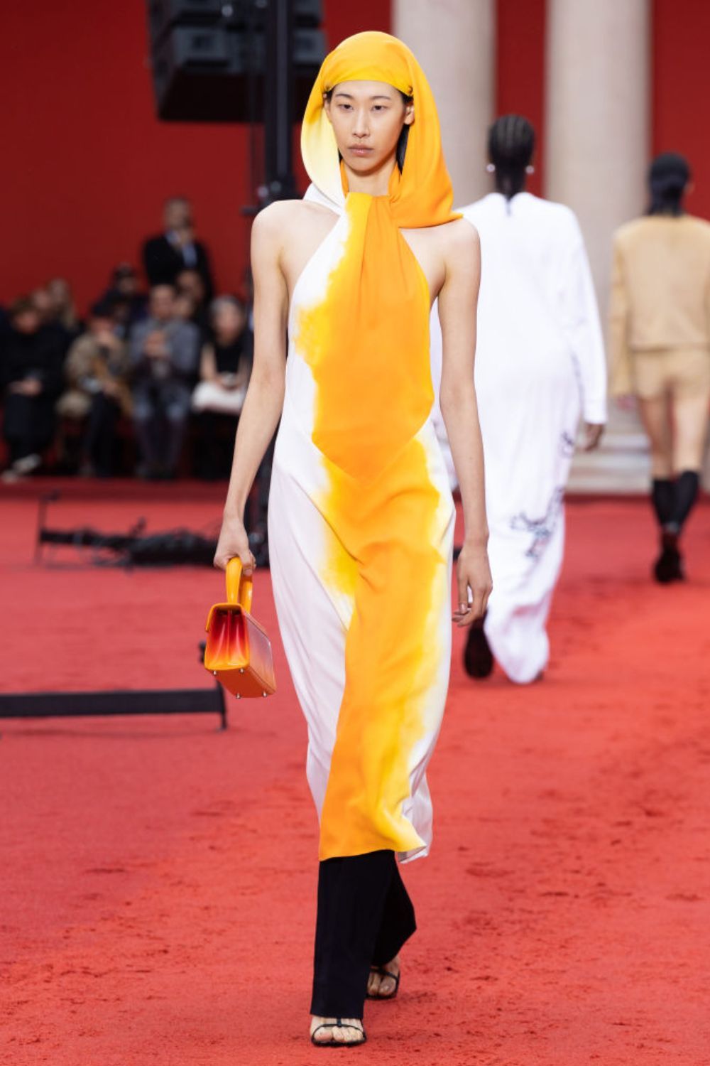 Model walks in the Salvatore Ferragamo runway