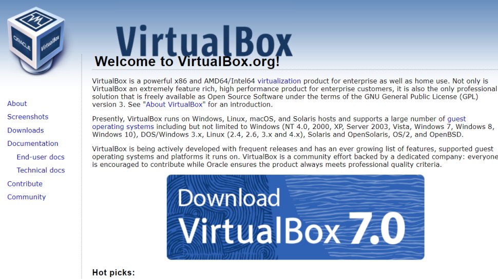 VirtualBox website screenshot