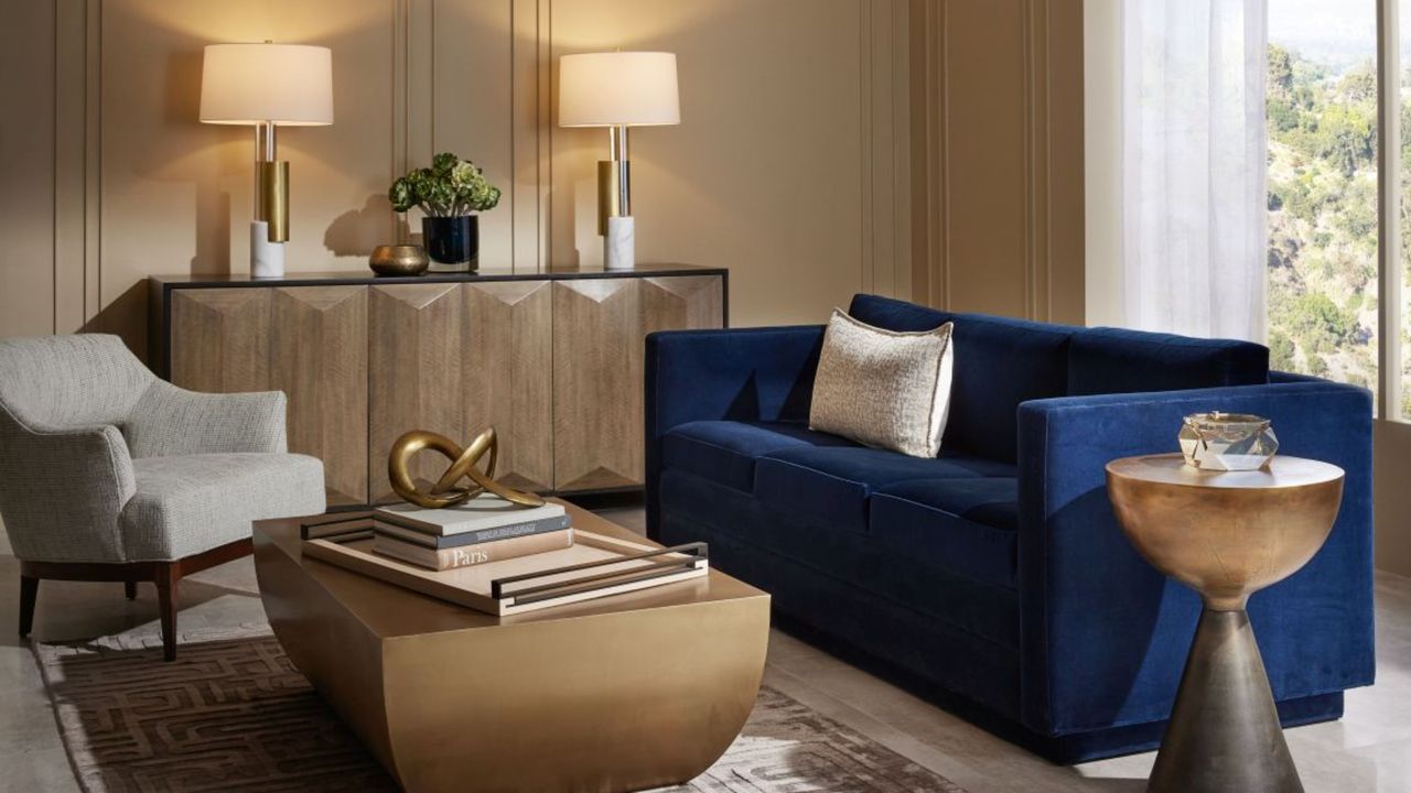 Arteriors Sebastian Sofa Indigo Velvet