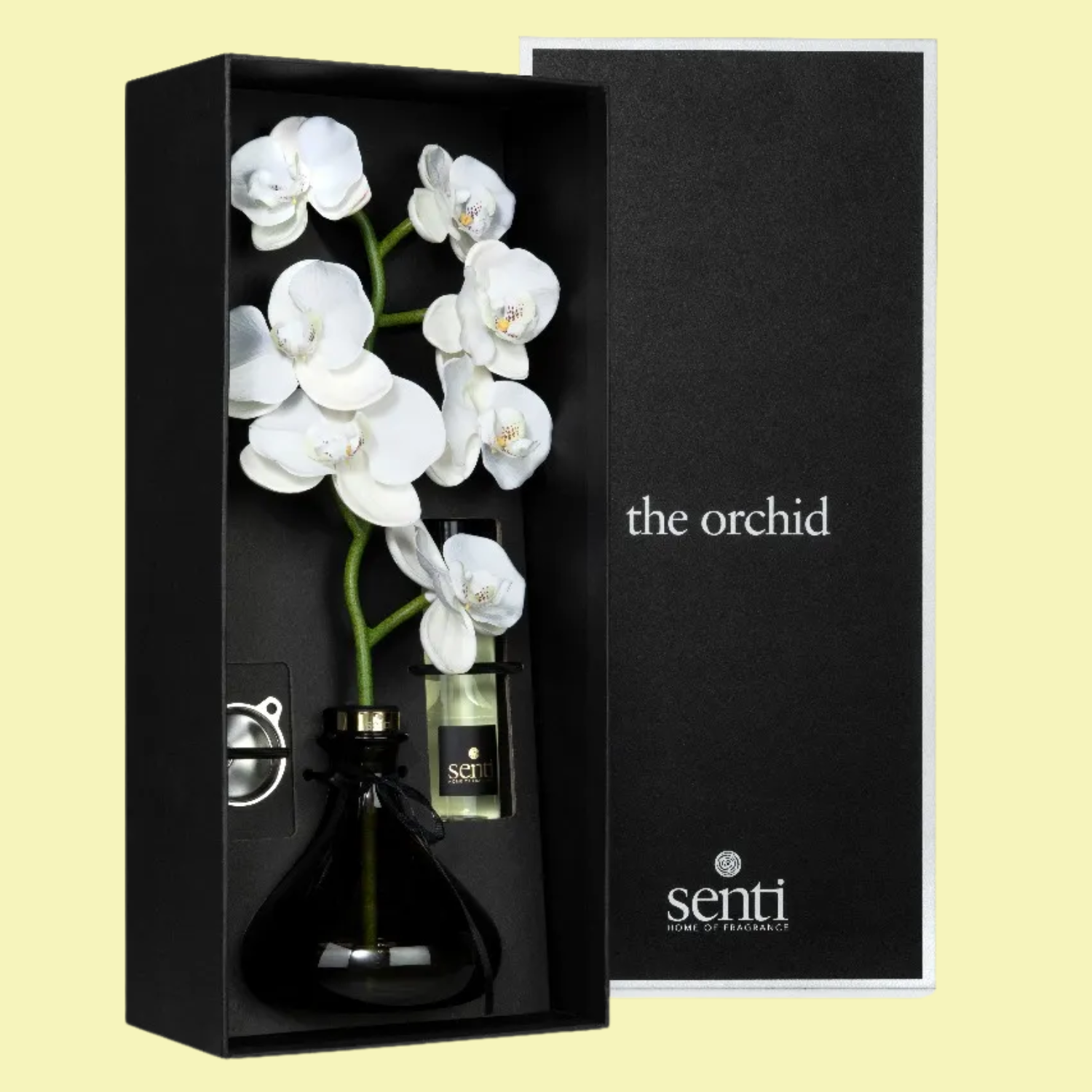 An orchid-shaped diffuser in a box