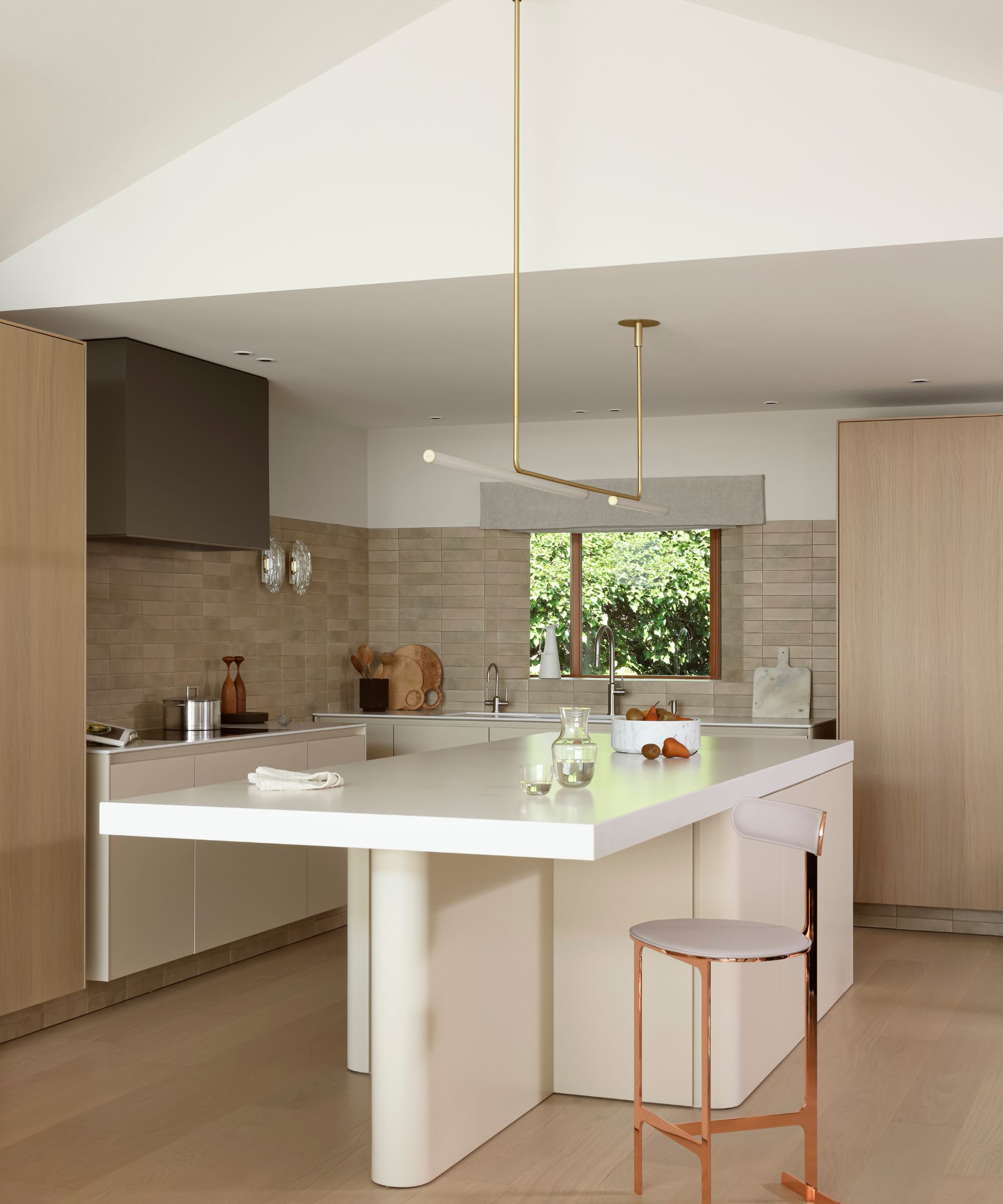 white kitchen island wood cabinets