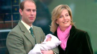 The Earl And Countess Of Wessex with their baby daughter, Louise