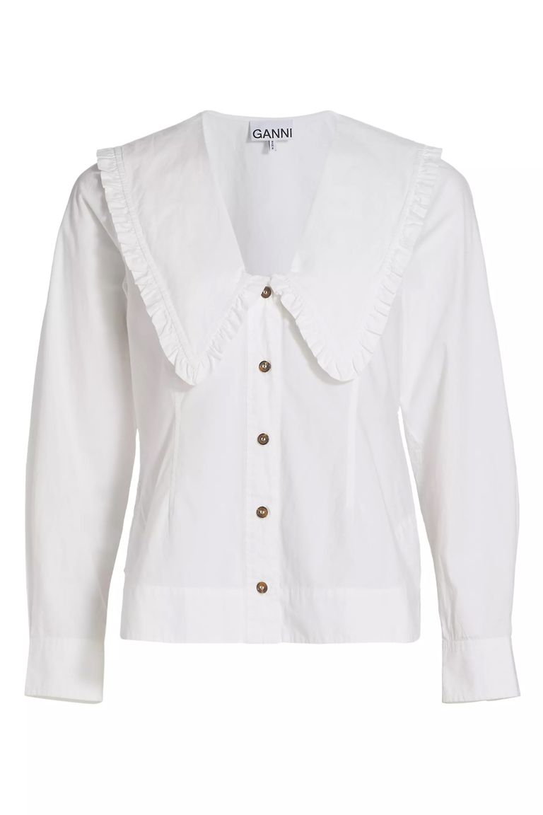 Ganni Women's Peter Pan Collar Shirt White
