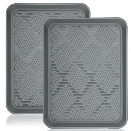 Boot Tray Gray,2 Pack 16.8x 12.8 Inchs Floor Protection-Dog Bowls,garden Mudroom Entryway Garage Indoor and Outdoor Friendly