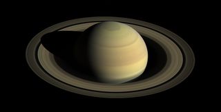 This view of Saturn, taken by the Cassini probe, shows the planet's northern hemisphere in 2016.