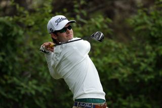 Evan Beck hits his tee shot on the 15th hole during the first round of the Web.com Tour Rust-Oleum Championship at the Ivanhoe Club on June 9, 2016 in Ivanhoe, Illinois