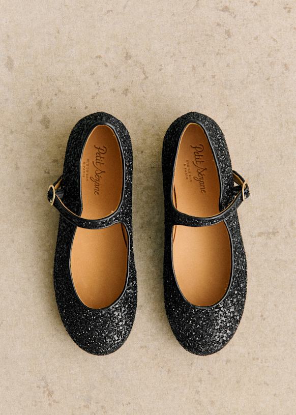 Paula Ballerinas - Black Glitter - Glitter Fabric - S&eacute;zane