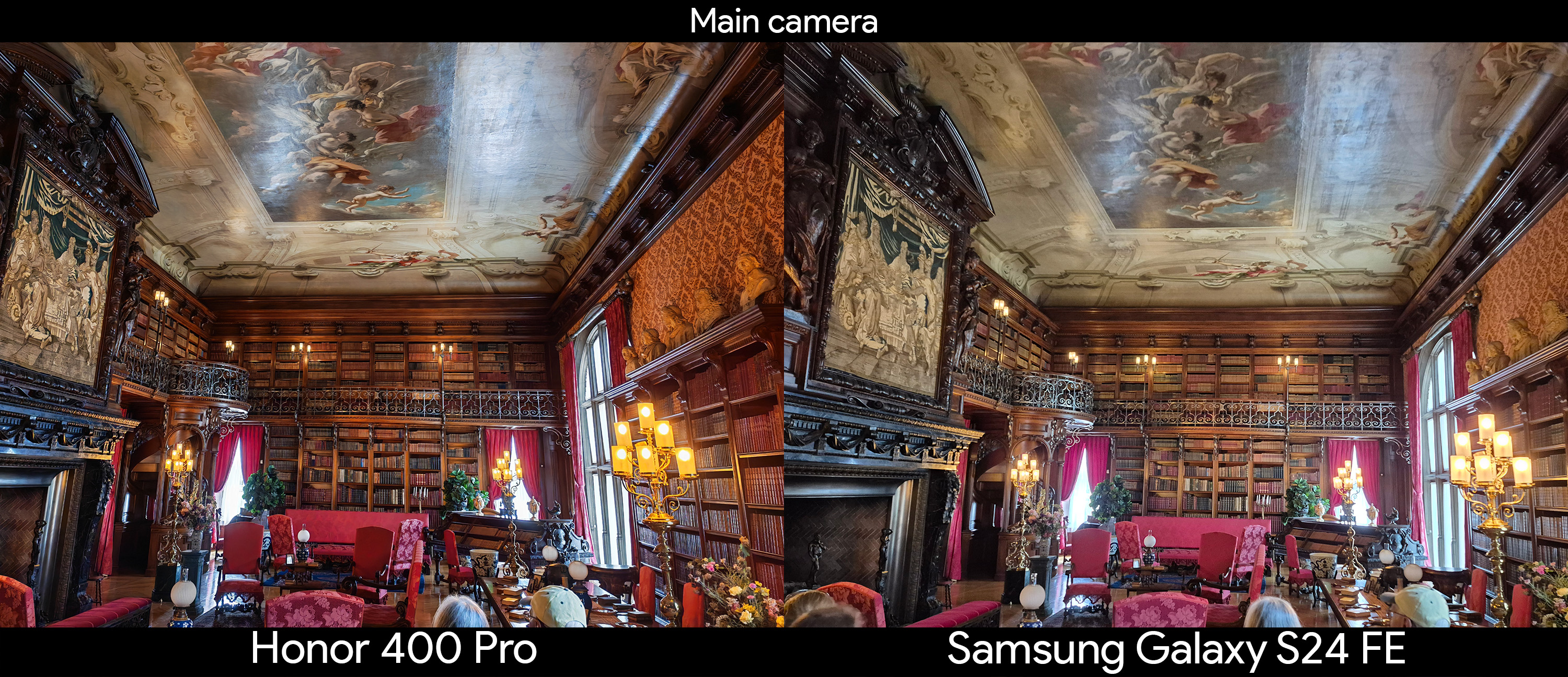 Photo samples comparing the Honor 400 Pro and Samsung Galaxy S24 FE in darker environments