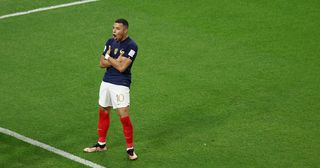 Liverpool target Kylian Mbappe of France celebrates after scoring the team's third goal during the FIFA World Cup Qatar 2022 Round of 16 match between France and Poland at Al Thumama Stadium on December 04, 2022 in Doha, Qatar