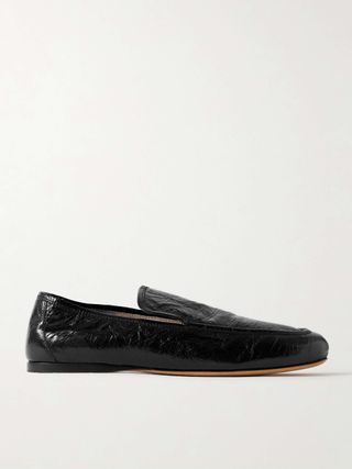 Alessio Glossed Textured-Leather Loafers