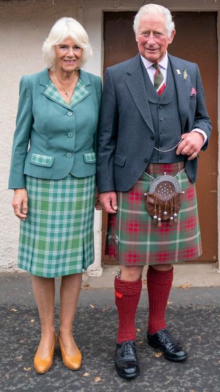 Queen Camilla and King Charles during a visit to Alloway Main Street and Robert Burns' Cottage