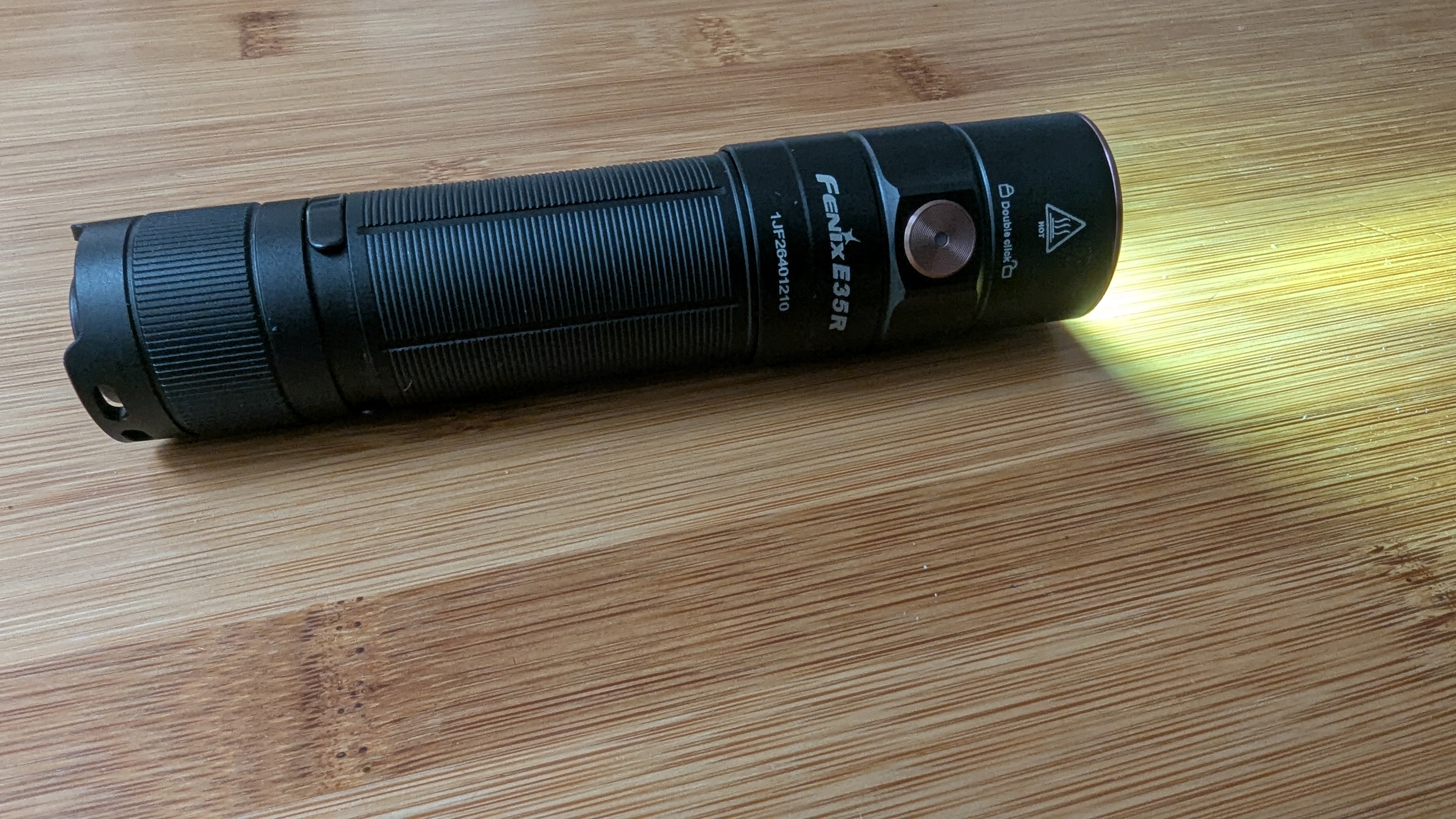 Fenix E35R flashlight during review