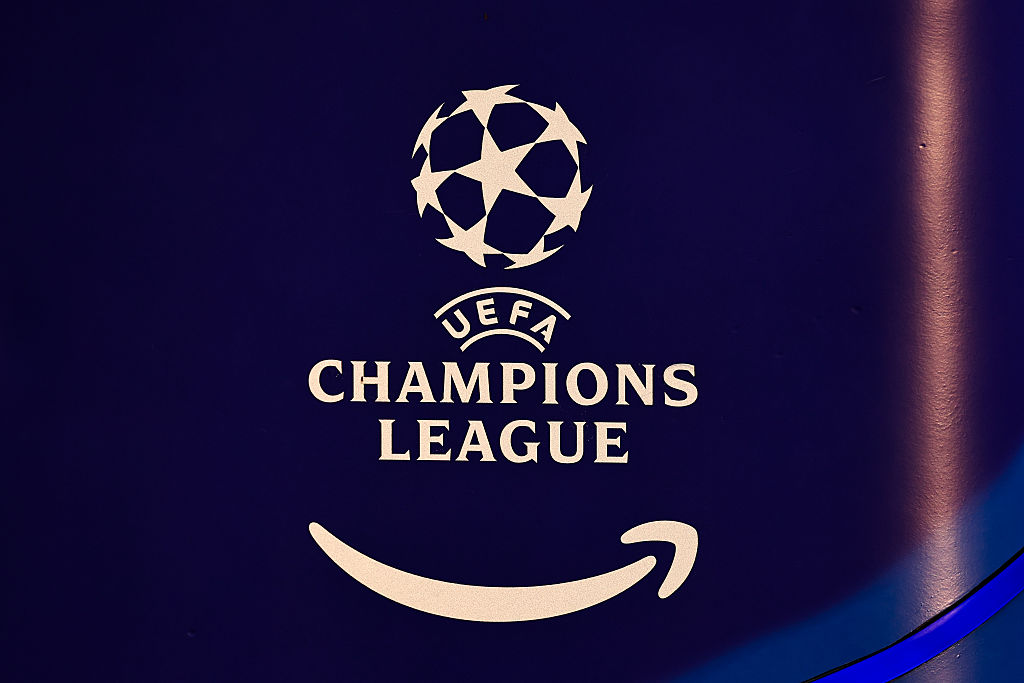 The Champions League logo alongside the Amazon logo