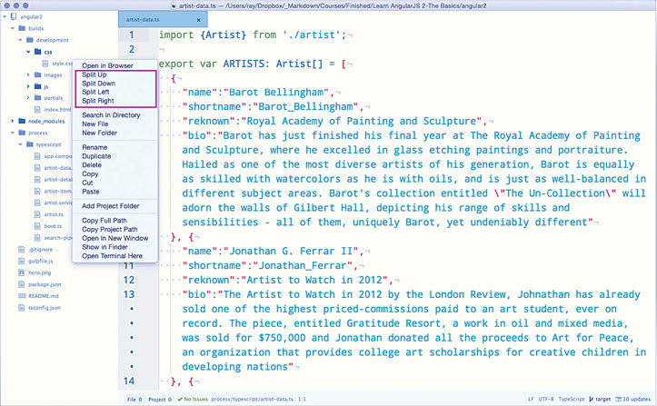 Navigation options: When you’re opening new panes, use the file tree and one of these commands